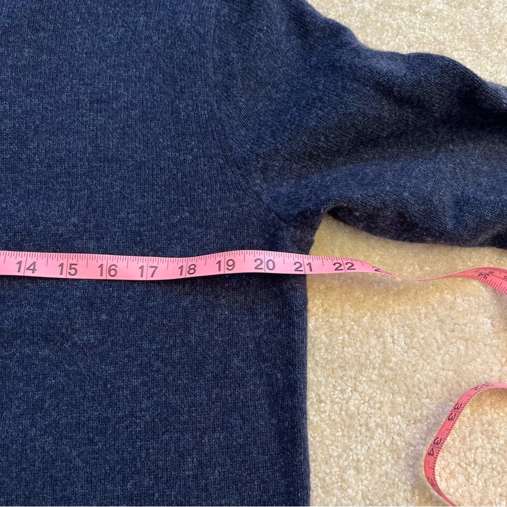 J.Crew Sweater Mens M Blue Quarter Zip Merino Wool Blend Knit Casual Business - Picture 7 of 9